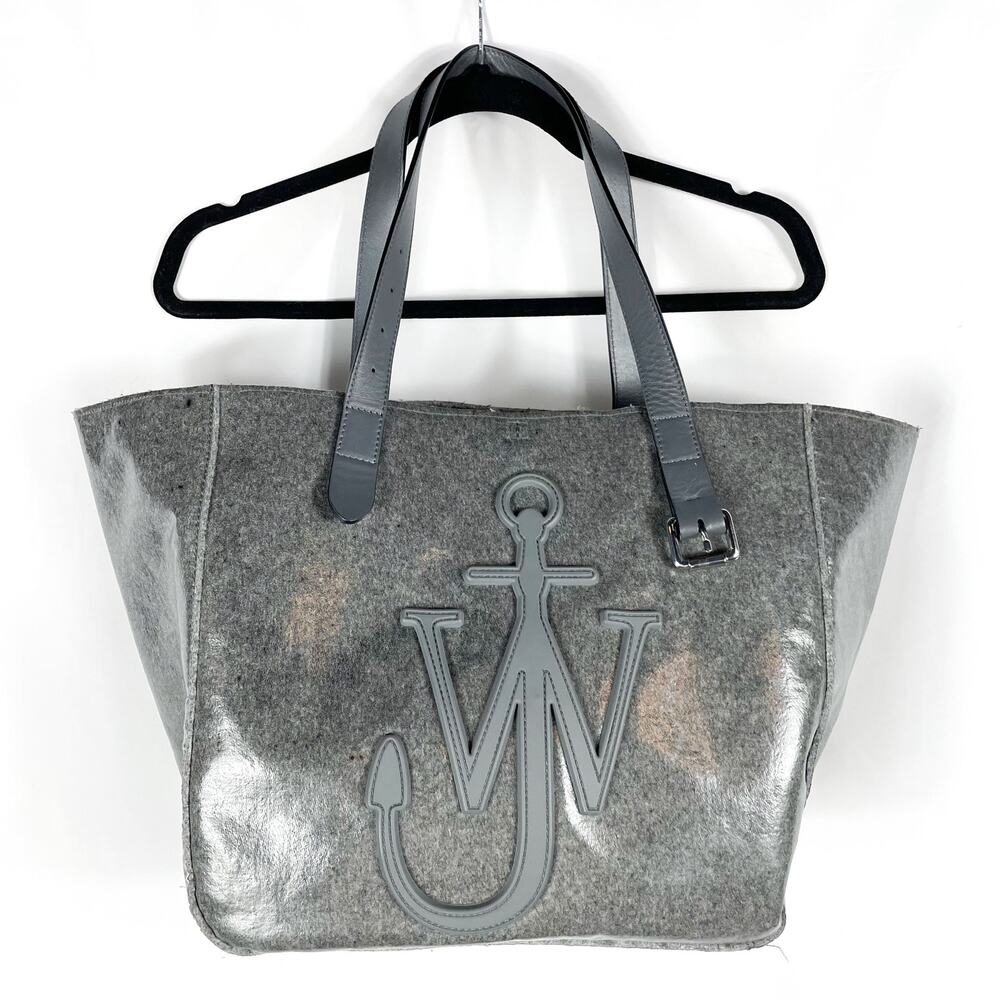 JW Anderson Belt‎ Tote Bag Gray Double Strap Leather Details